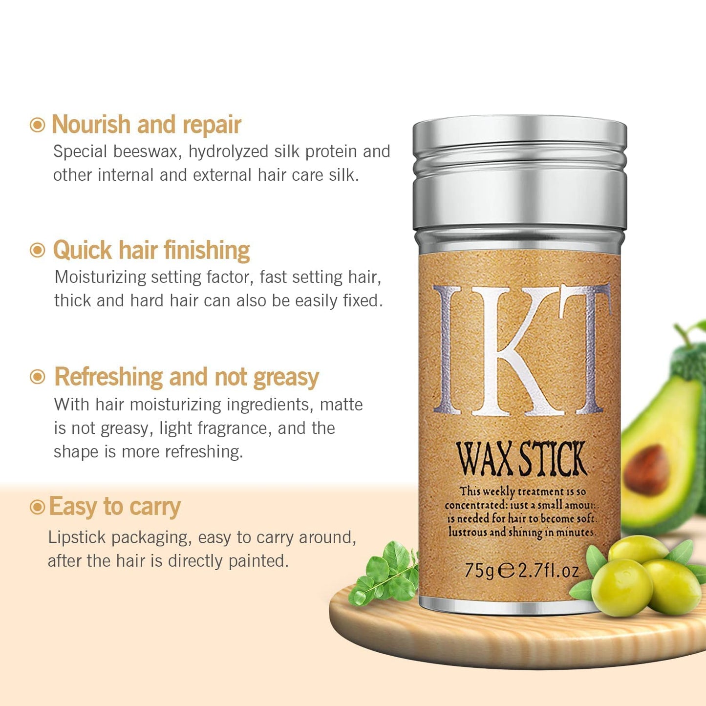 IKT The Headliner | Wax Styling Stick | Fly Away Hair Fixer | No Residue | Wax Stick For Hair 75g/2.7fl
