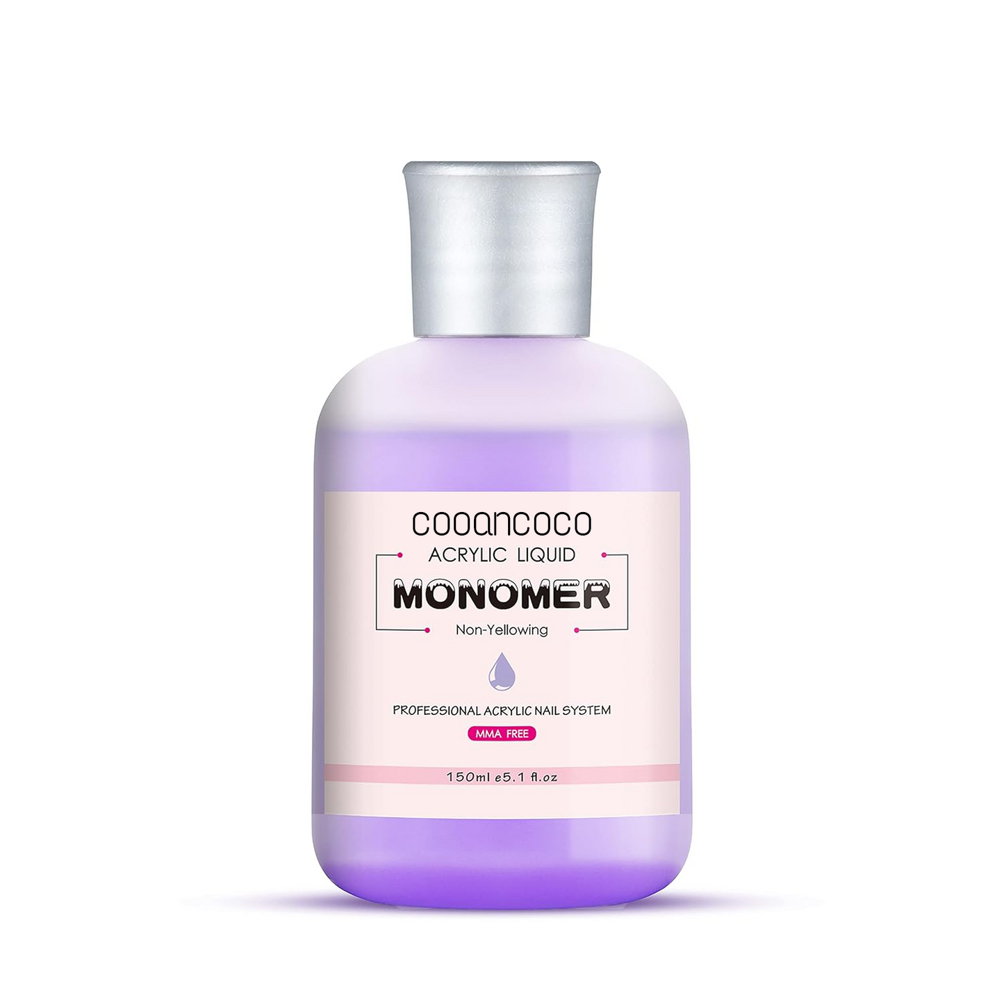 Cooancoco Purple Monomer Acrylic Nail Liquid - Professional Monomer Liquid - 150ml Acrylic Monomer Liquid for Acrylic Powder, Acrylic Nail Extension 3D Nail Art - MMA Free, Non-Yellowing, Medium Drying