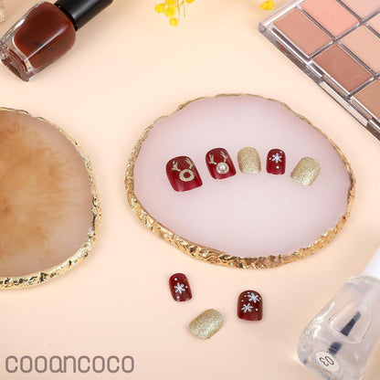 Cooancoco 2 Pcs Resin Nail Art Palette, Nail Art Painting Mixed Color Palettes Nail Holder Nail Art Display Board