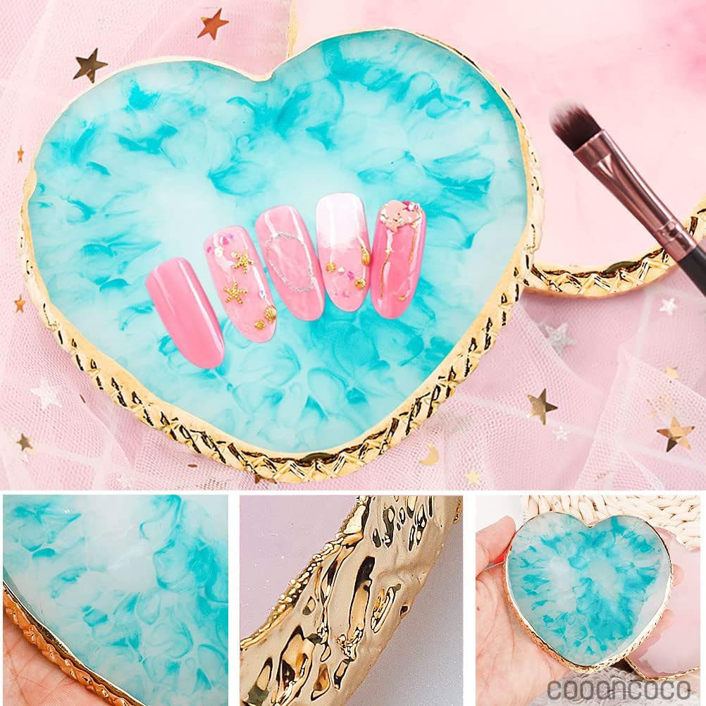 Cooancoco Resin Nail Art Palette, 2 Pieces Nail Mixing Palette Nail Art Painting Mixed Color Palettes Cosmetic Mixing Tools Nail Holder Display Board