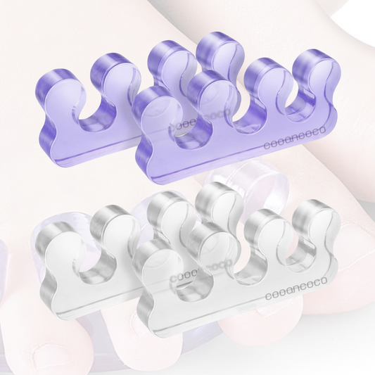 Cooancoco Toe Separators Pedicure, Pedicure Toe Separators, Repeatable Washable Toenail Dividers, Toe Separators for Nail Polish Application - Assorted Colors(2 Pairs/Pack of 4)